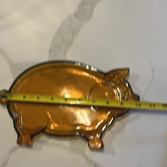 Vintage Tiara by Indiana Glass Snack Plate Pig Shaped Amber Glass - Picture 5 of 5